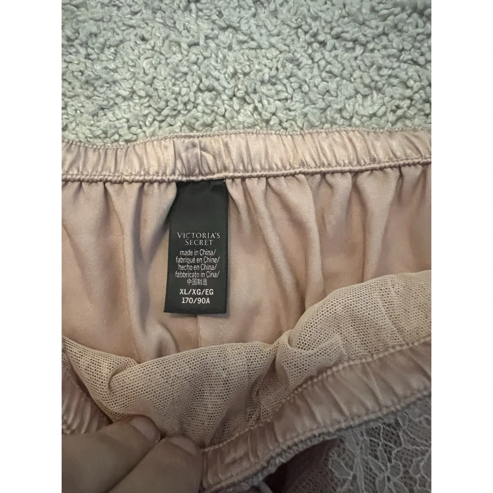 Victoria's Secret Satin & Lace Babydoll Cami Top/Shorts Pajama Set Size‎ XL Pink
